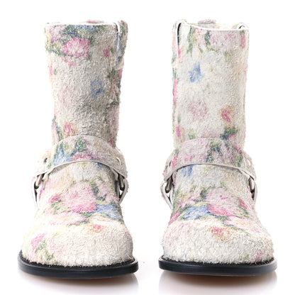 Loewe Brushed Suede Campo Floral Biker Boots 37 White Multicolor 3 of 7