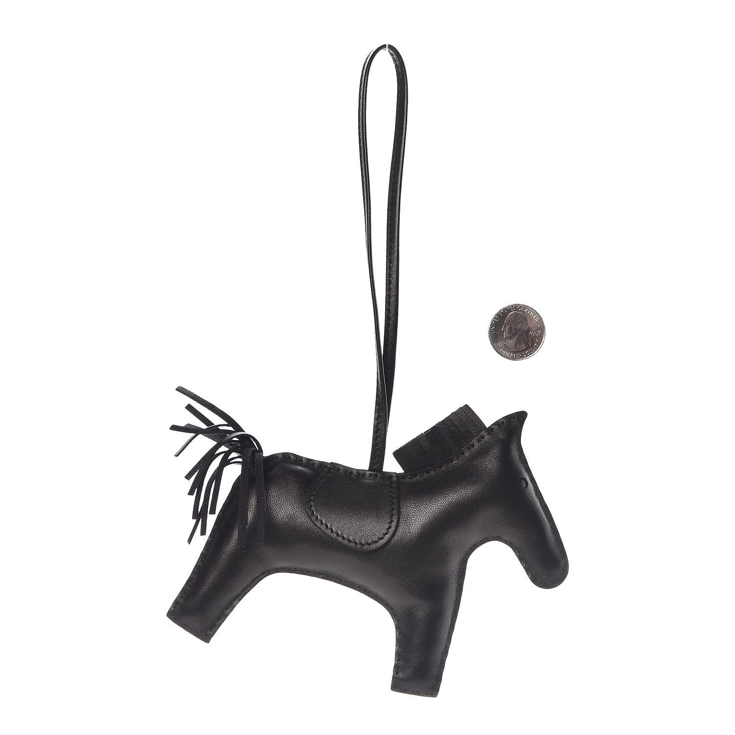 Hermes Milo Lambskin Grigri Rodeo Horse Bag Charm GM So Black 2 of 3