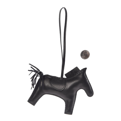Hermes Milo Lambskin Grigri Rodeo Horse Bag Charm GM So Black 2 of 3