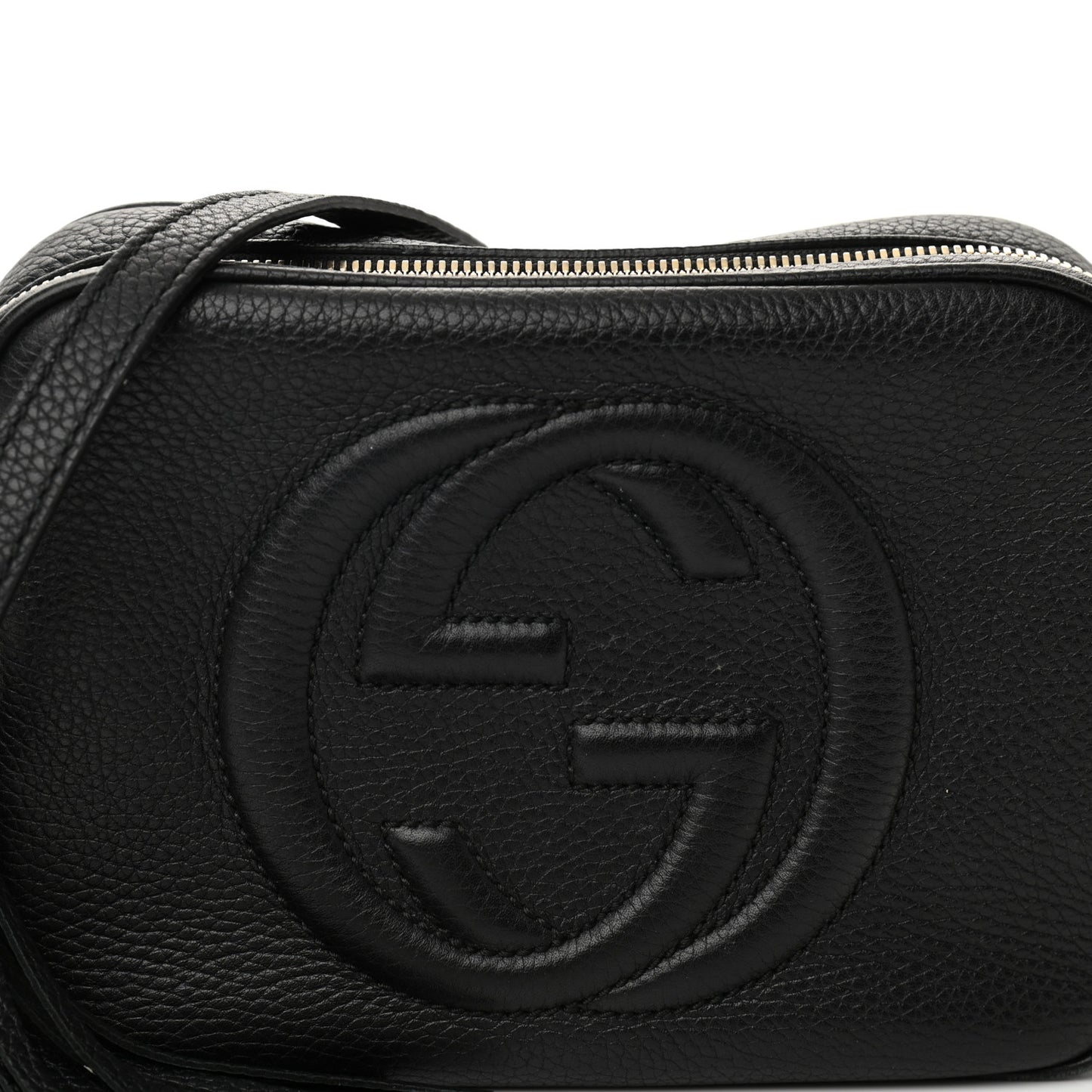 Pebbled Calfskin Small Soho Disco Bag Black