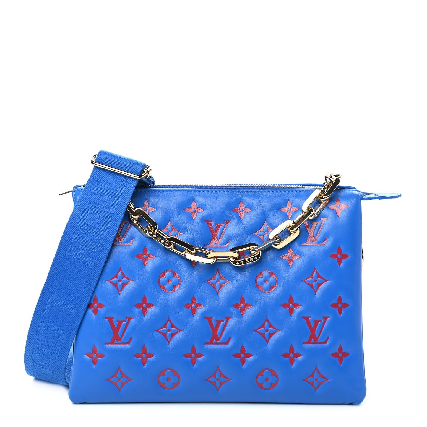 Lambskin Embossed Monogram Vuittamins Coussin PM Blue Red