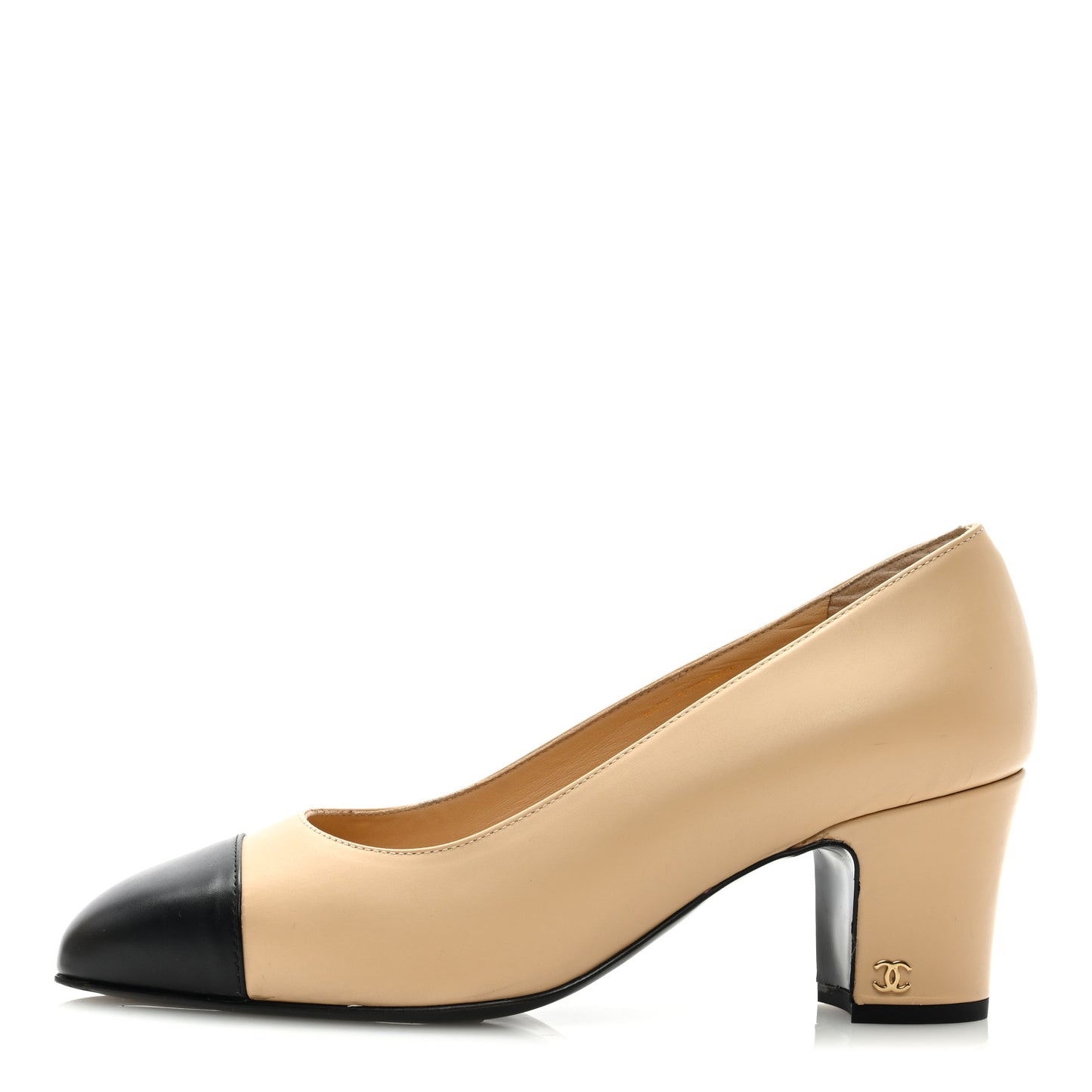 Lambskin Cap Toe CC Pumps 40 Beige Black