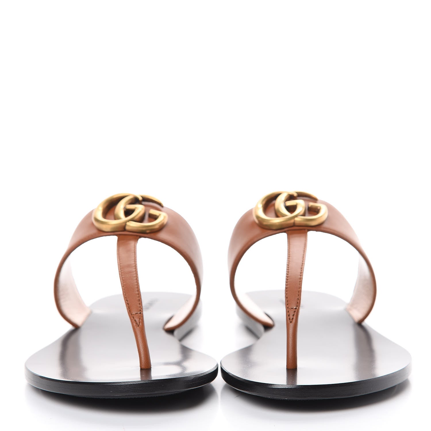 Gucci Calfskin GG Marmont Thong Sandals 37 Cognac 2 of 8