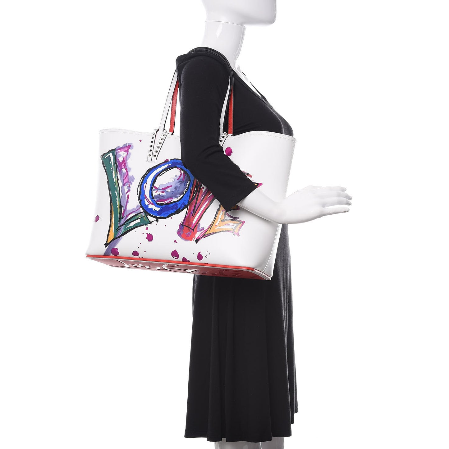 Calfskin In Love East West Cabata Tote White Multicolor