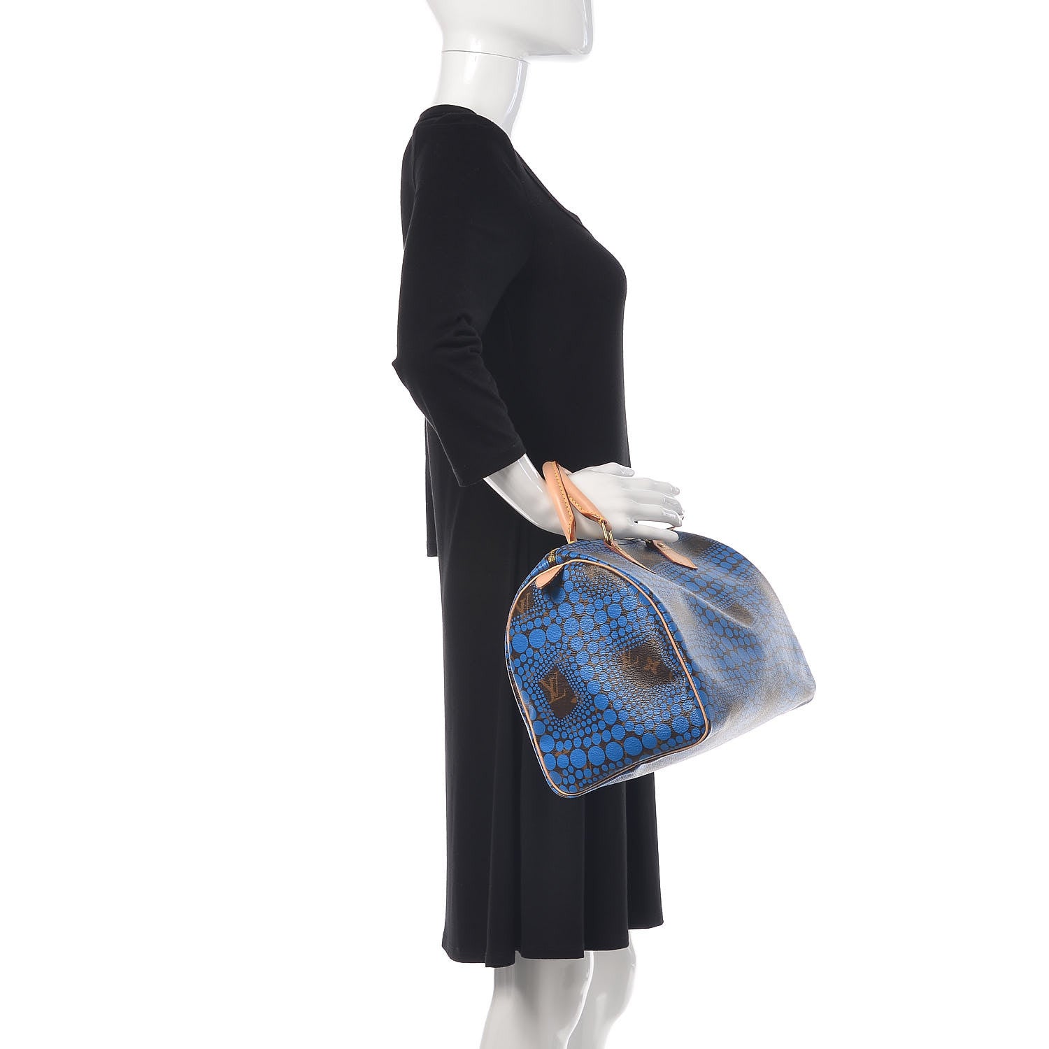 Louis Vuitton Monogram Kusama Town Speedy 30 Blue 2 of 11