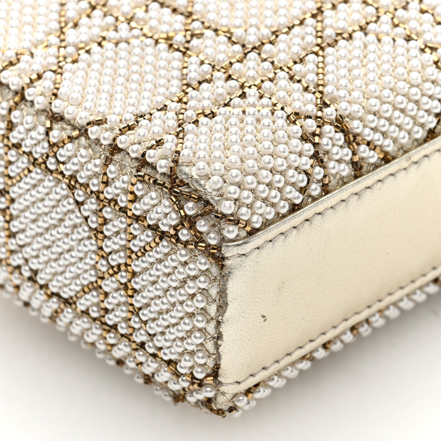 Christian Dior Lambskin Pearl Embroidered Micro Lady D-Joy Gold 9 of 10