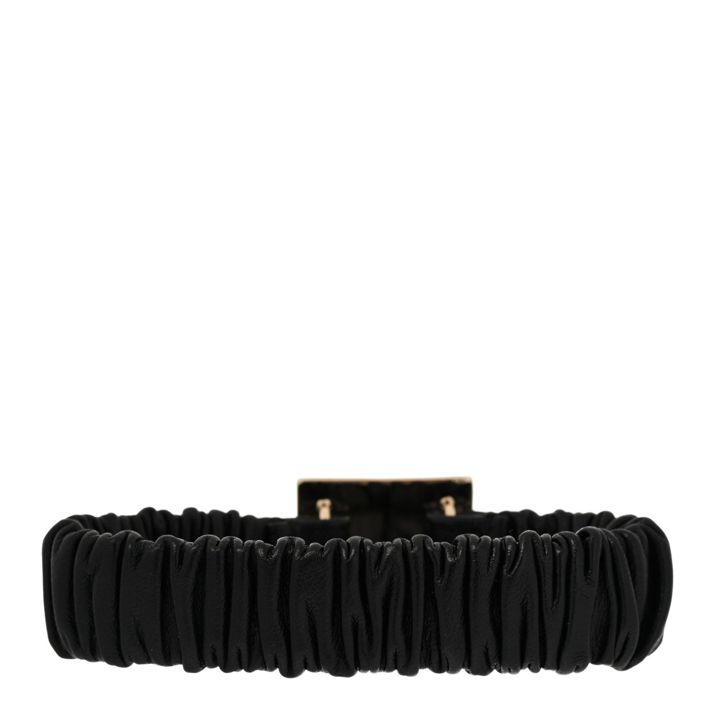 Lambskin Metal Enamel CC Hair Tie Black Gold