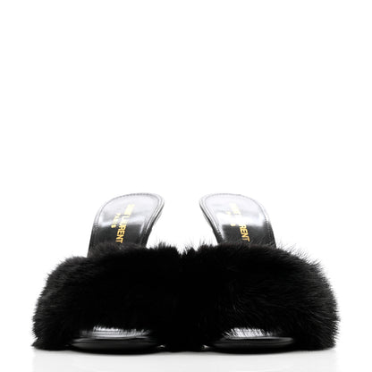 Saint Laurent Mink Calfskin Roy Mule Sandals 39 Black 3 of 19