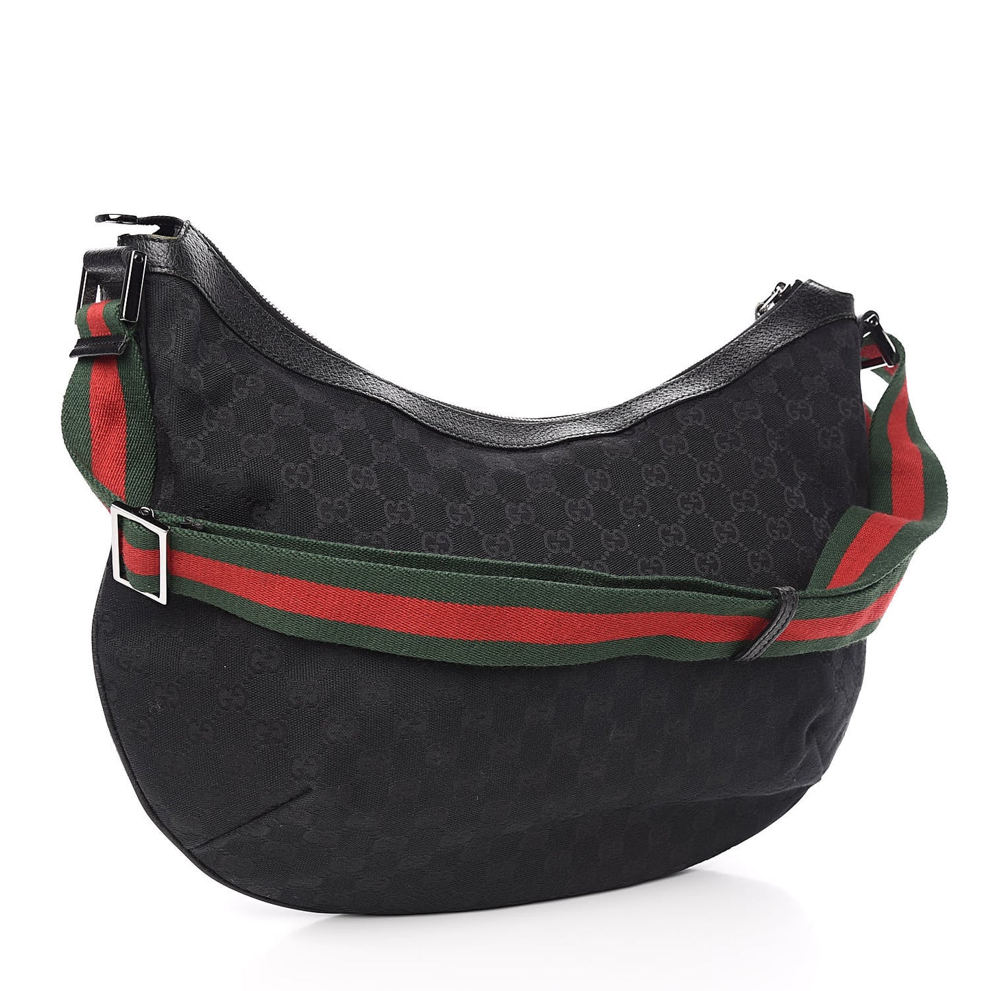 Monogram Web Medium Half Moon Hobo Black