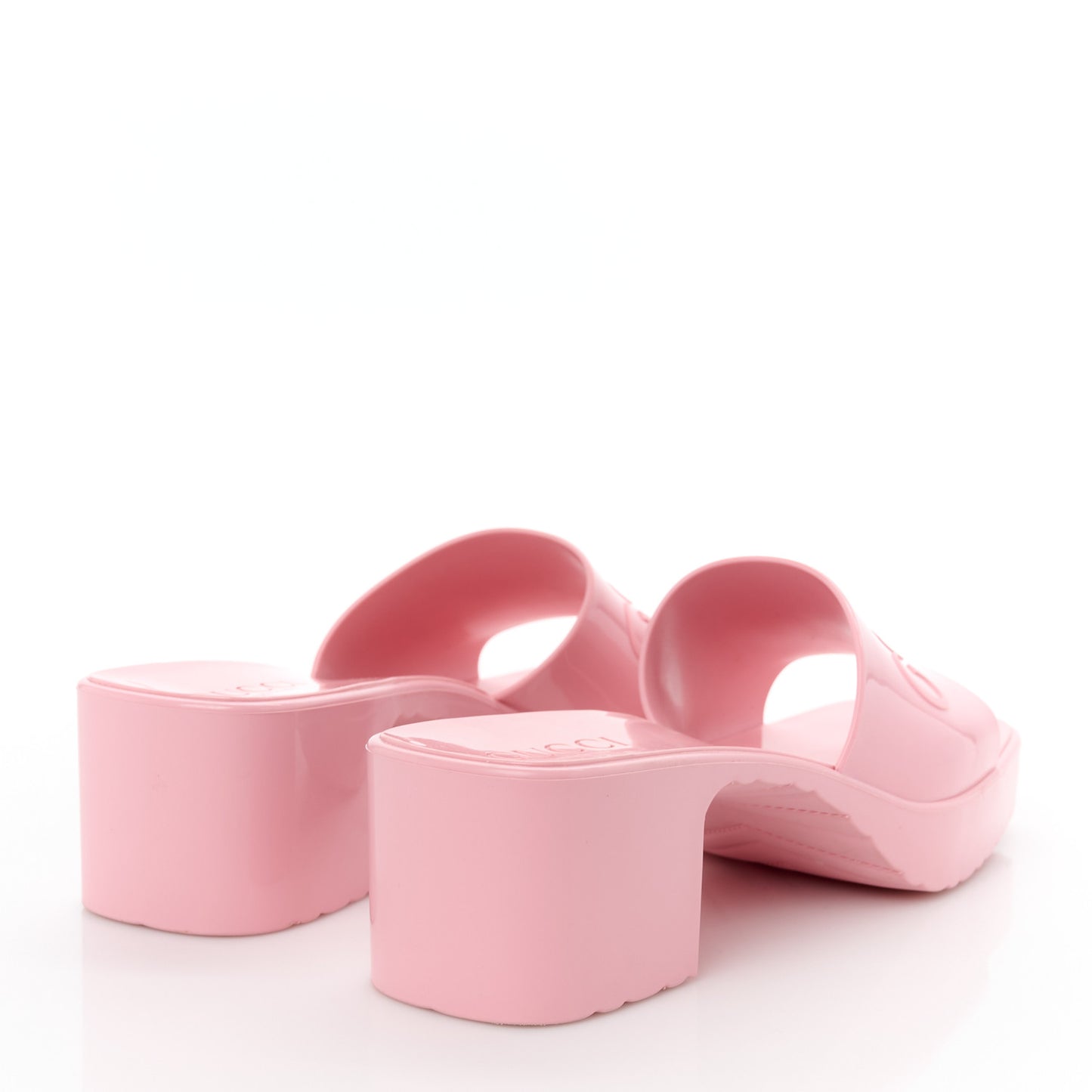 Rubber Gucci Logo Womens Platform 20/60mm Slide Sandals 38 Wild Rose