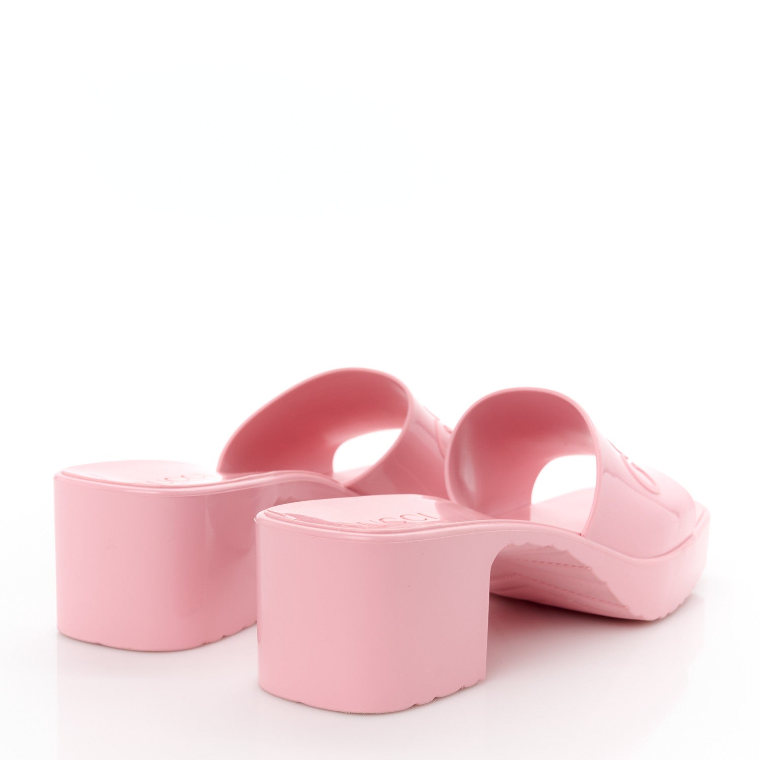 Gucci Rubber Gucci Logo Womens Platform 20/60mm Slide Sandals 38 Wild Rose 5 of 10
