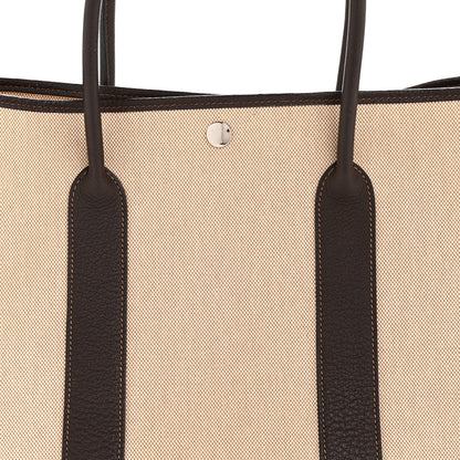 Hermes Buffle Skipper Toile Garden Party 36 MM Tote Marron Fonce 7 of 12