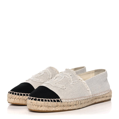 Chanel Canvas Velvet CC Espadrilles 39 Beige Black 3 of 12