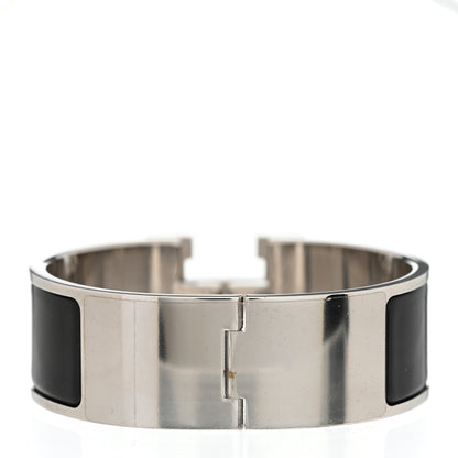 Hermes Enamel Wide Clic Clac H Bracelet GM Black White 3 of 5
