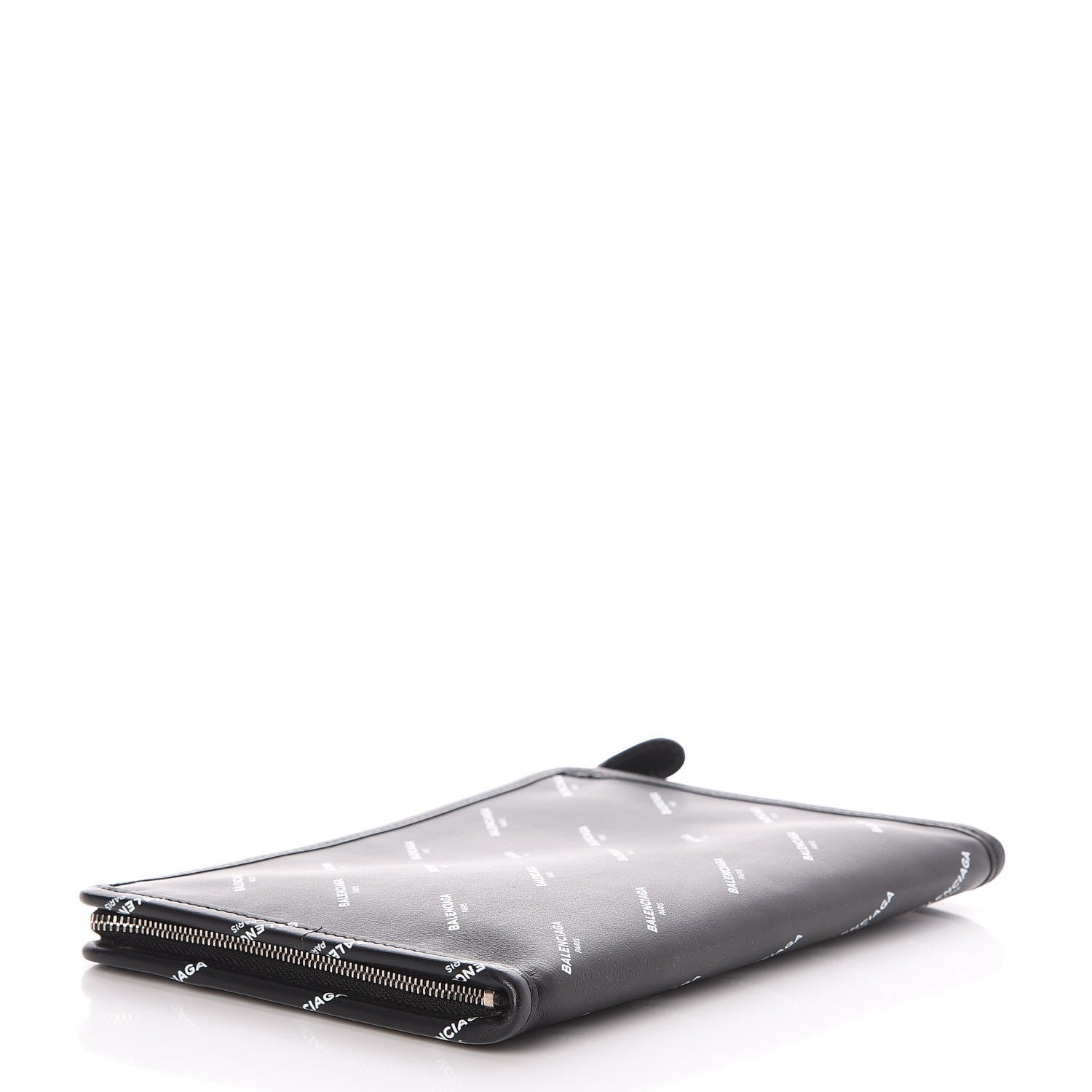 Balenciaga Calfskin Allover Logo Mini Bazar Pouch Black White 4 of 7