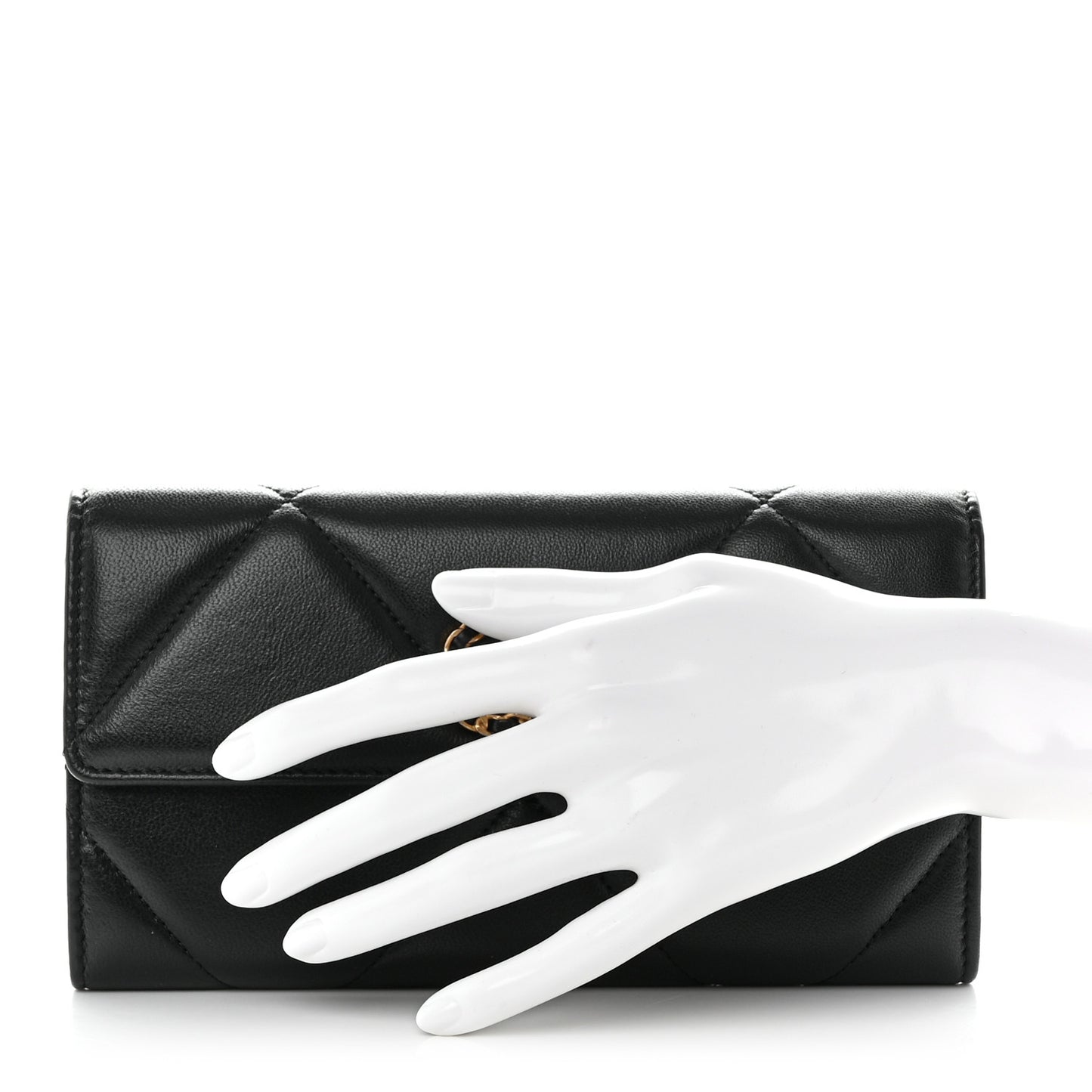 Lambskin Quilted Chanel 19 Flap Wallet Black
