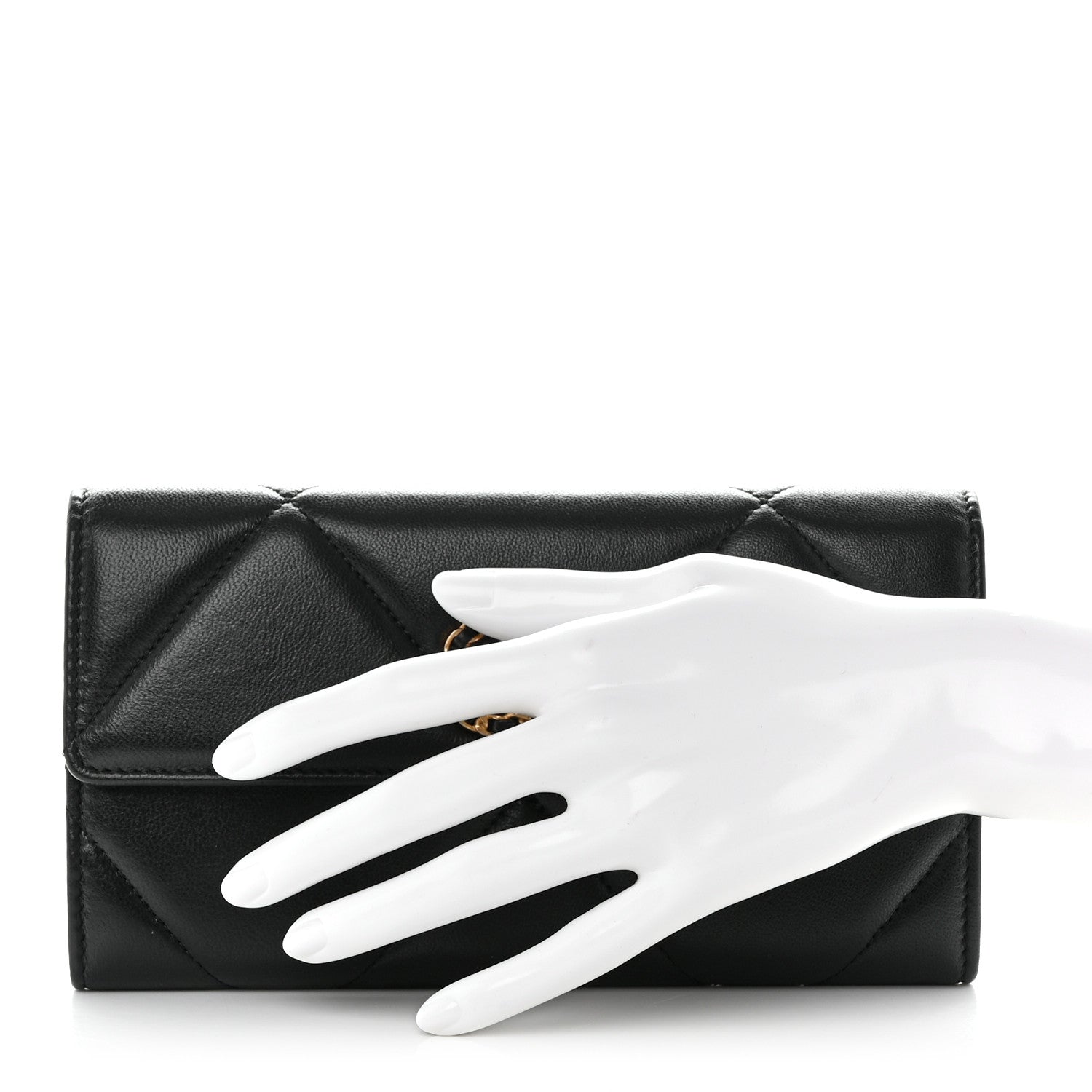 Chanel Lambskin Quilted Chanel 19 Flap Wallet Black 2 of 9