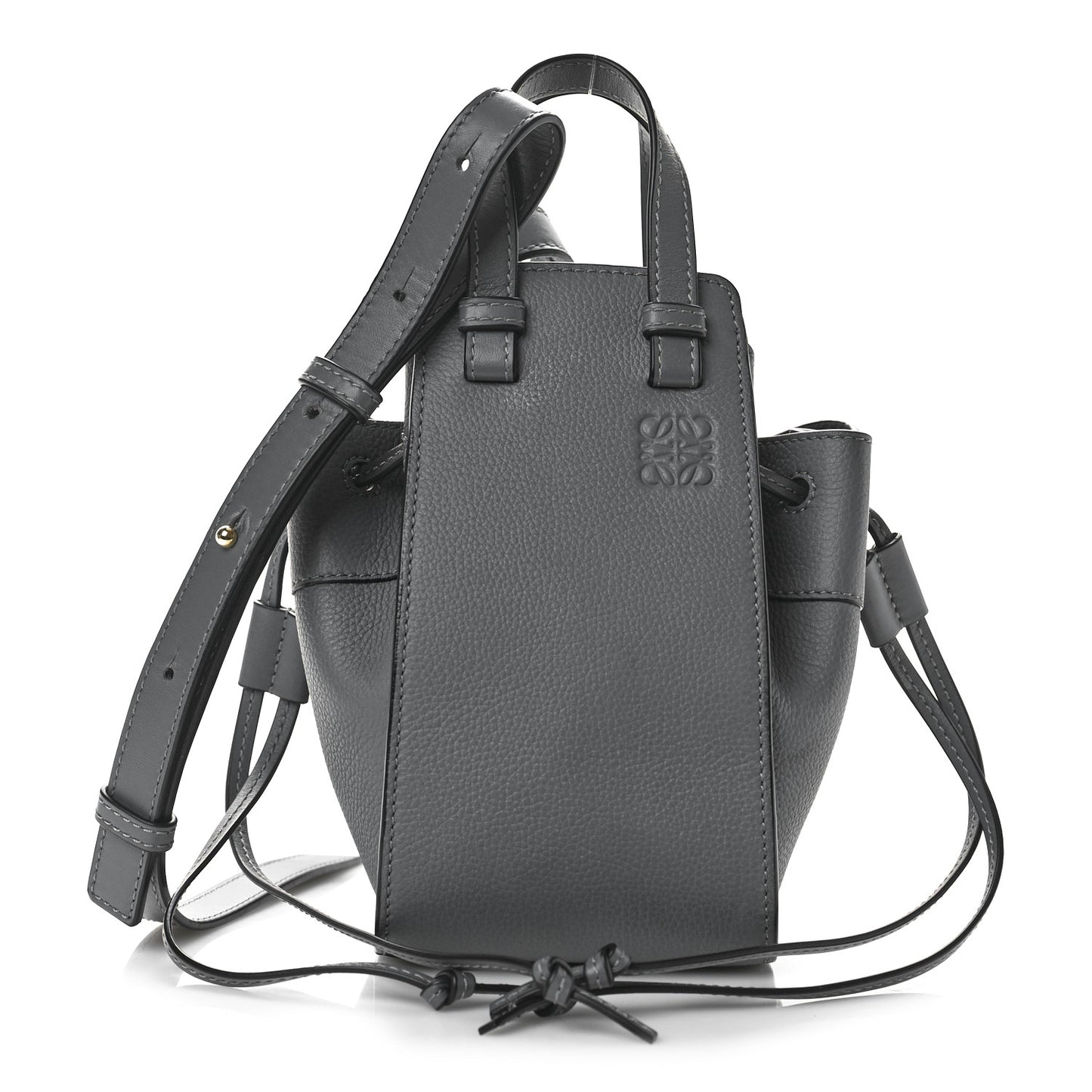 Soft Grained Calfskin Compact Hammock Shoulder Bag Grey