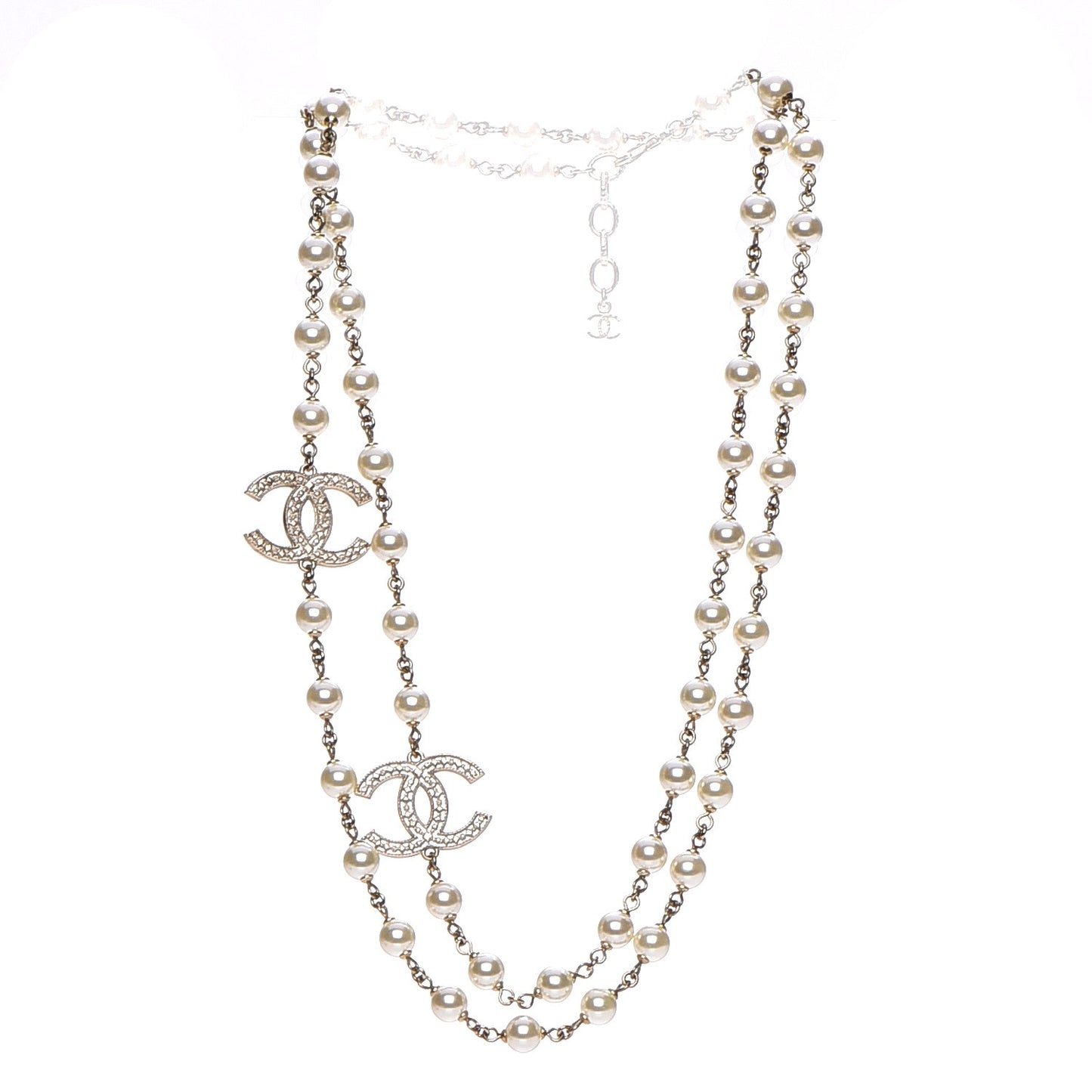 Pearl CC Long Necklace Gold