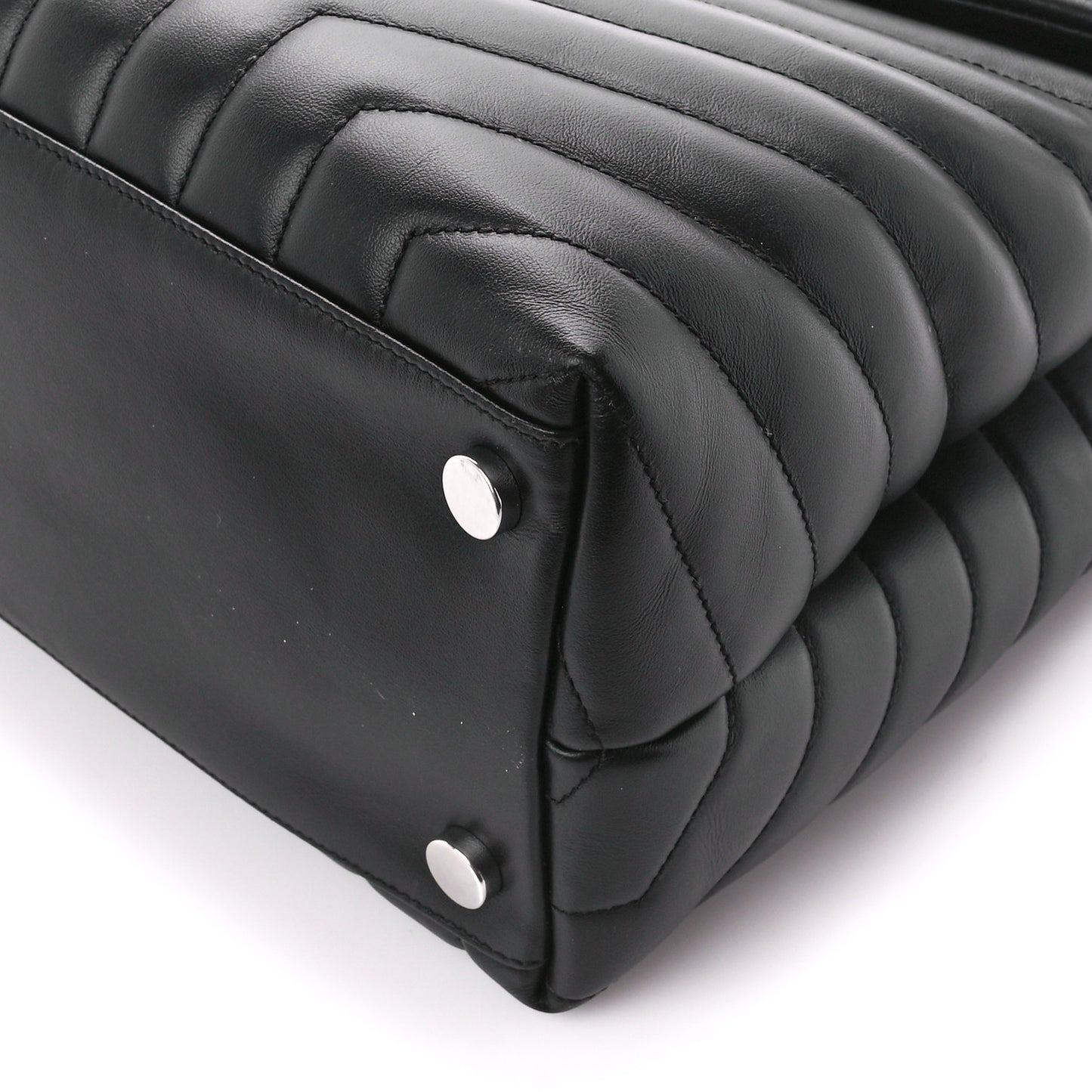 Calfskin Y Quilted Monogram Large Loulou Chain Satchel Black