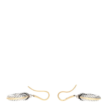 David Yurman Sterling Silver 18K Yellow Gold Cable Disc Drop Earrings 3 of 4