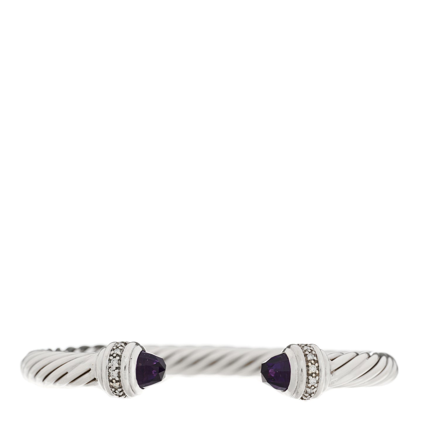 DAVID YURMAN Sterling Silver Diamond Amethyst 7mm Cable Classics Bracelet
