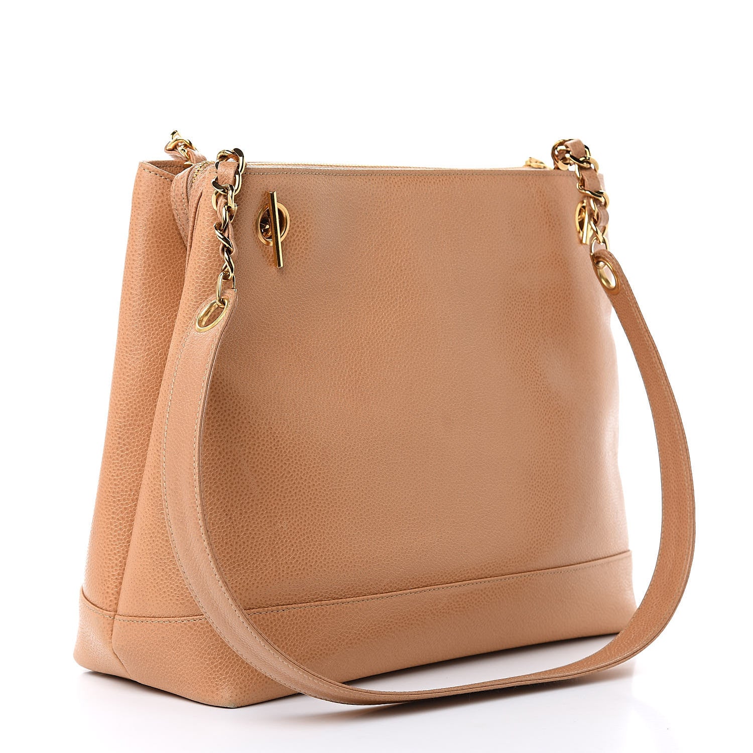 Chanel Caviar CC Shoulder Bag Beige 3 of 14