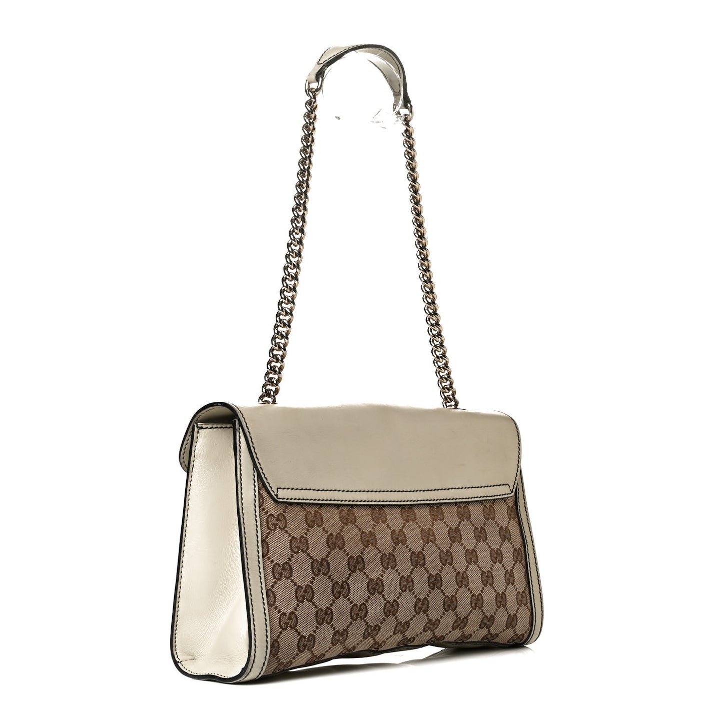 Monogram Margaux Calfskin Medium Emily Chain Shoulder Bag Beige Ebony Mystic White