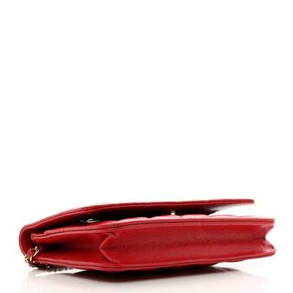 Chanel Caviar Quilted Wallet on Chain WOC Red 4 of 11