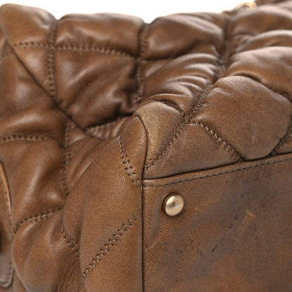 Chanel Calfskin Bubble Quilt Bowler Brown 9 of 28