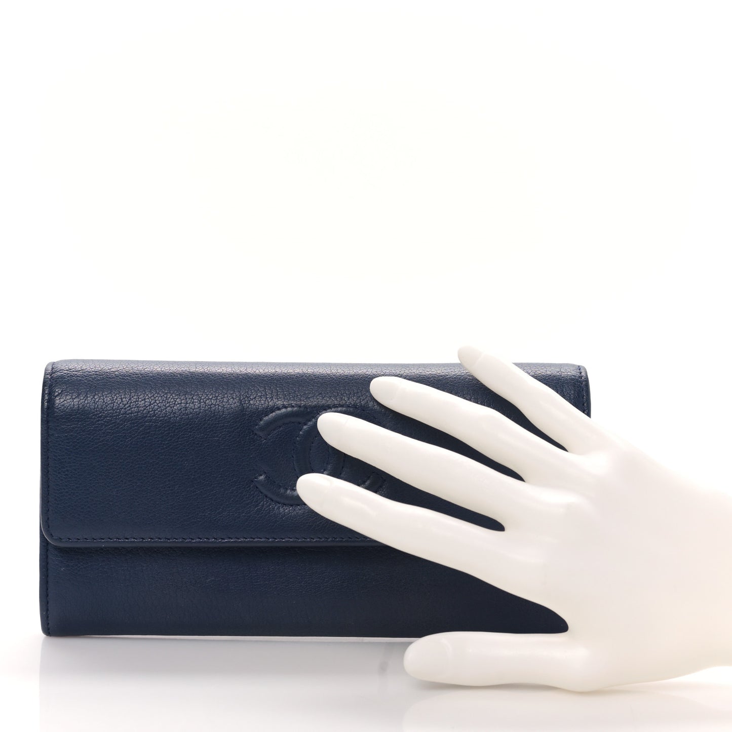 Lambskin Timeless CC Large Flap Wallet Navy