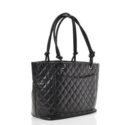 Chanel Calfskin Quilted Large Cambon Tote Black White 3 of 13