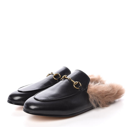 Gucci Calfskin Fur Womens Princetown Slippers 39 Black 3 of 7