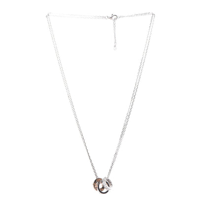 Cartier 18K White Pink Gold Diamond Three Ring LOVE Pendant Necklace 3 of 10