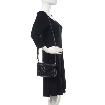 Saint Laurent Calfskin Y Quilted Monogram Toy Loulou Crossbody Bag Black 2 of 10
