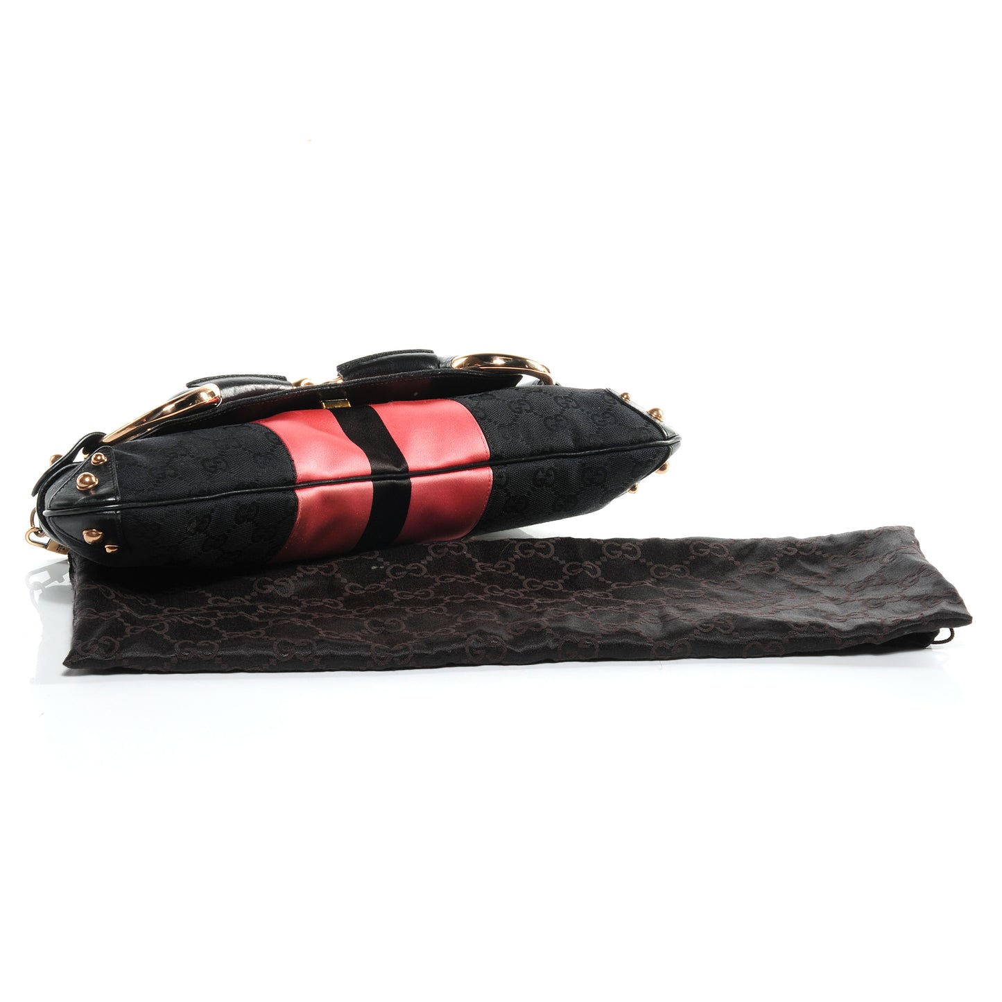 Monogram Horsebit Web Clutch Black
