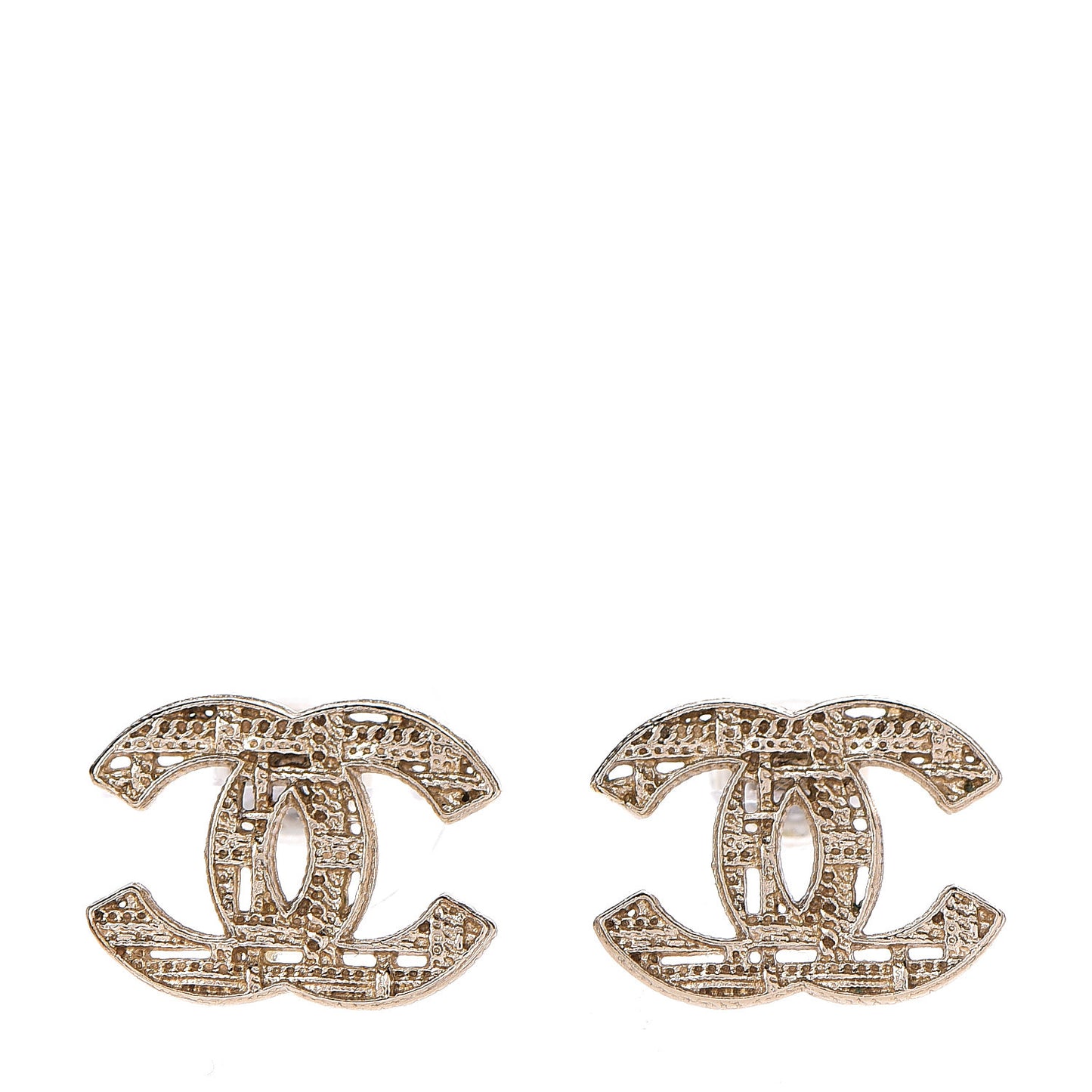 Tweed Effect CC Earrings Gold