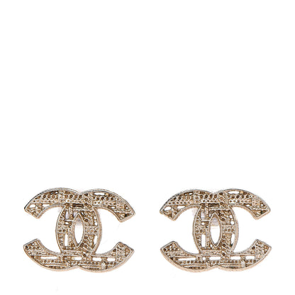 Chanel Tweed Effect CC Earrings Gold 1 of 3