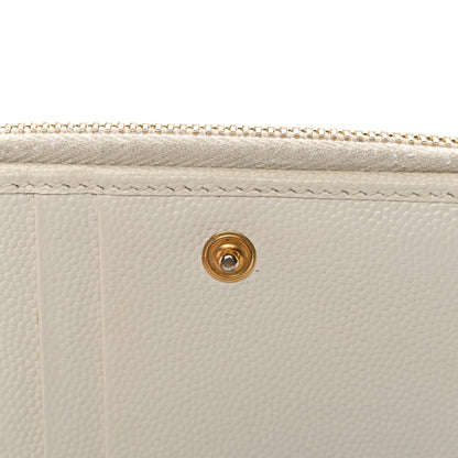 Saint Laurent Grain De Poudre Matelasse Chevron Monogram Compact Zip Around Wallet Crema Soft 8 of 10