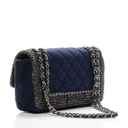 Chanel Jersey Tweed Quilted Small Flap Navy 3 of 7
