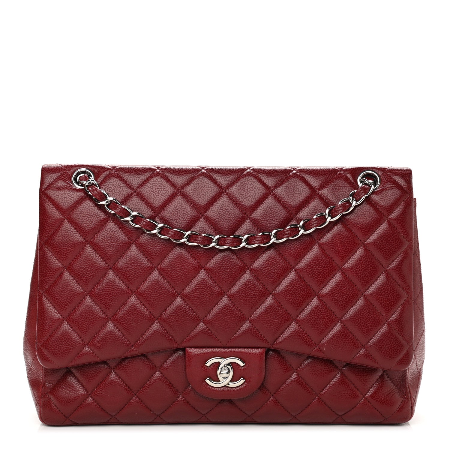 Chanel Caviar Quilted Maxi Single Flap Dark Red 1 of 15