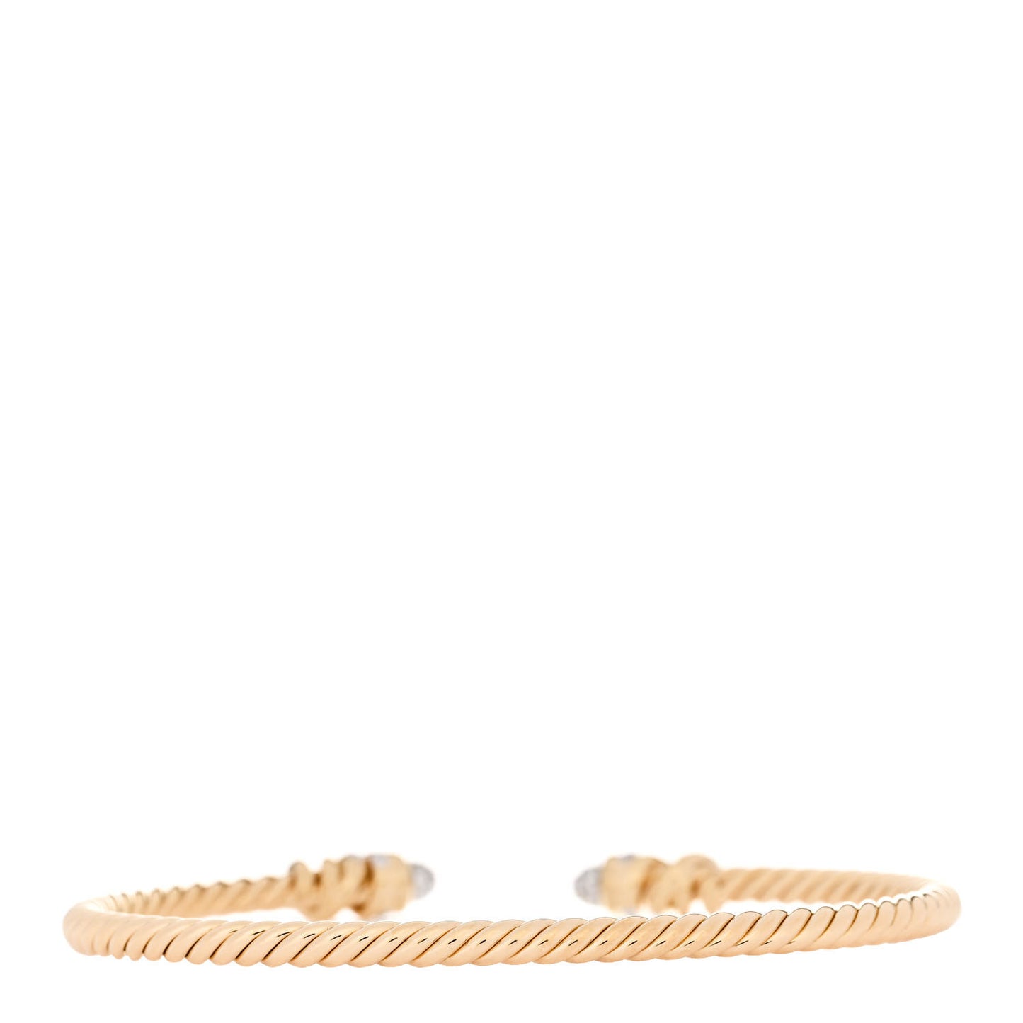 18K Yellow Gold Diamond 3mm Petite Helena Cuff Bracelet