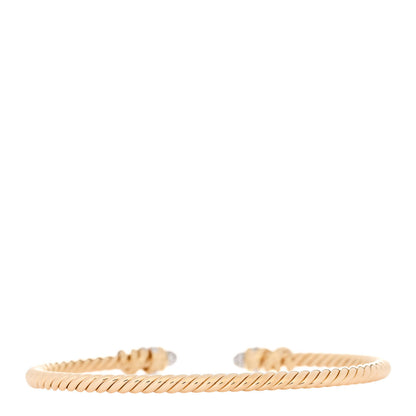 David Yurman 18K Yellow Gold Diamond 3mm Petite Helena Cuff Bracelet 2 of 3