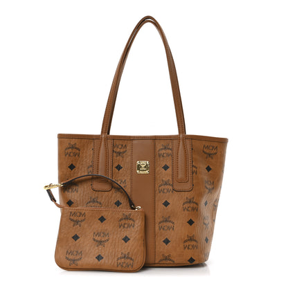MCM Visetos Mini Liz Reversible Shopper Tote Cognac 3 of 10