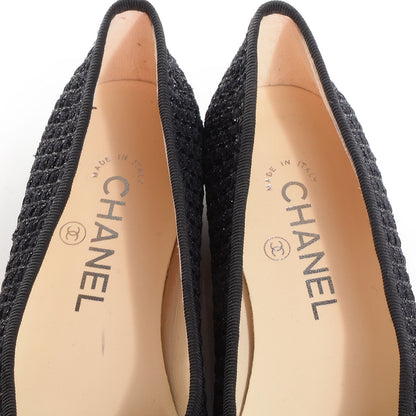 Chanel Tweed Cap Toe Ballet Flats 37 Black 7 of 8
