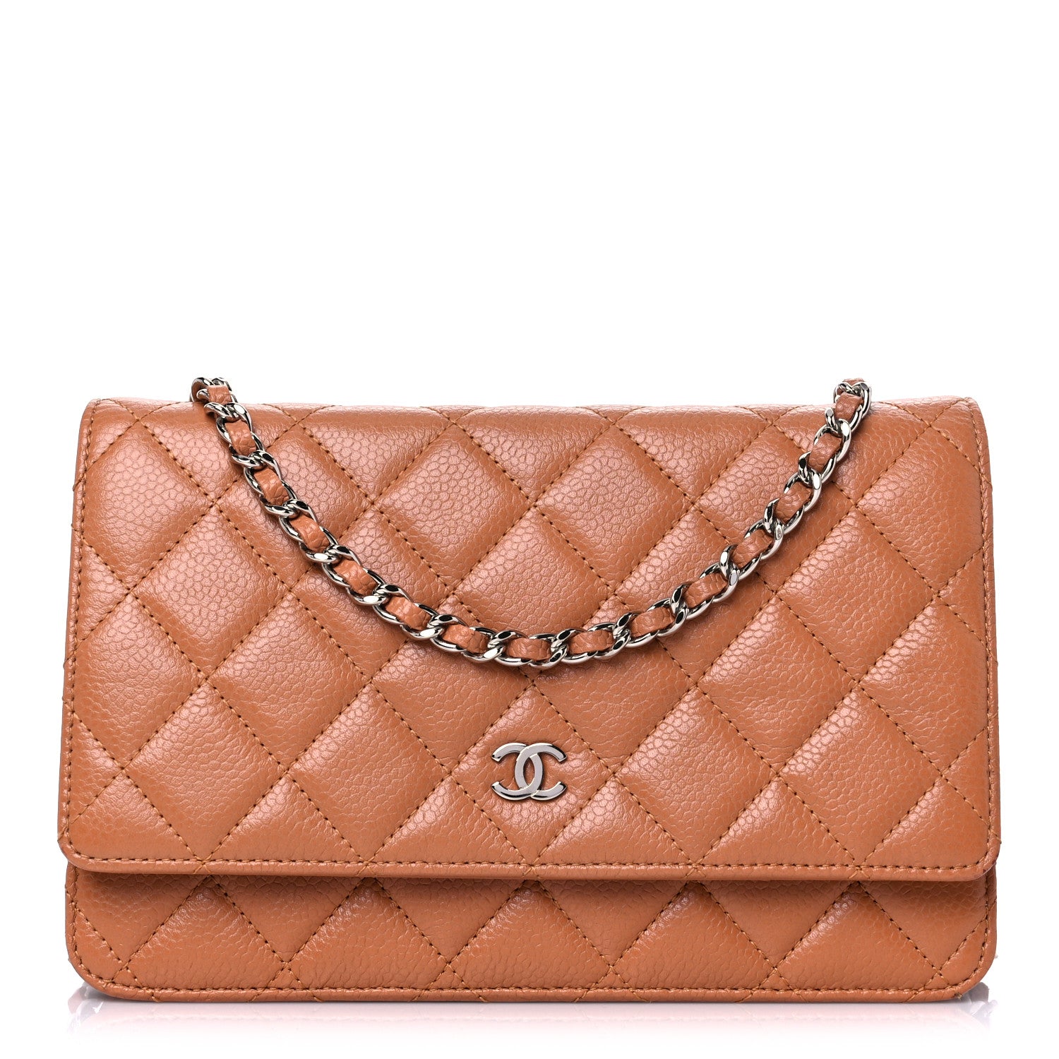 Chanel Caviar Quilted Wallet On Chain WOC Light Brown 1 of 13