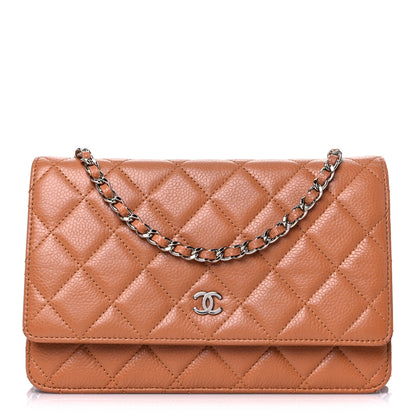 Chanel Caviar Quilted Wallet On Chain WOC Light Brown 1 of 13
