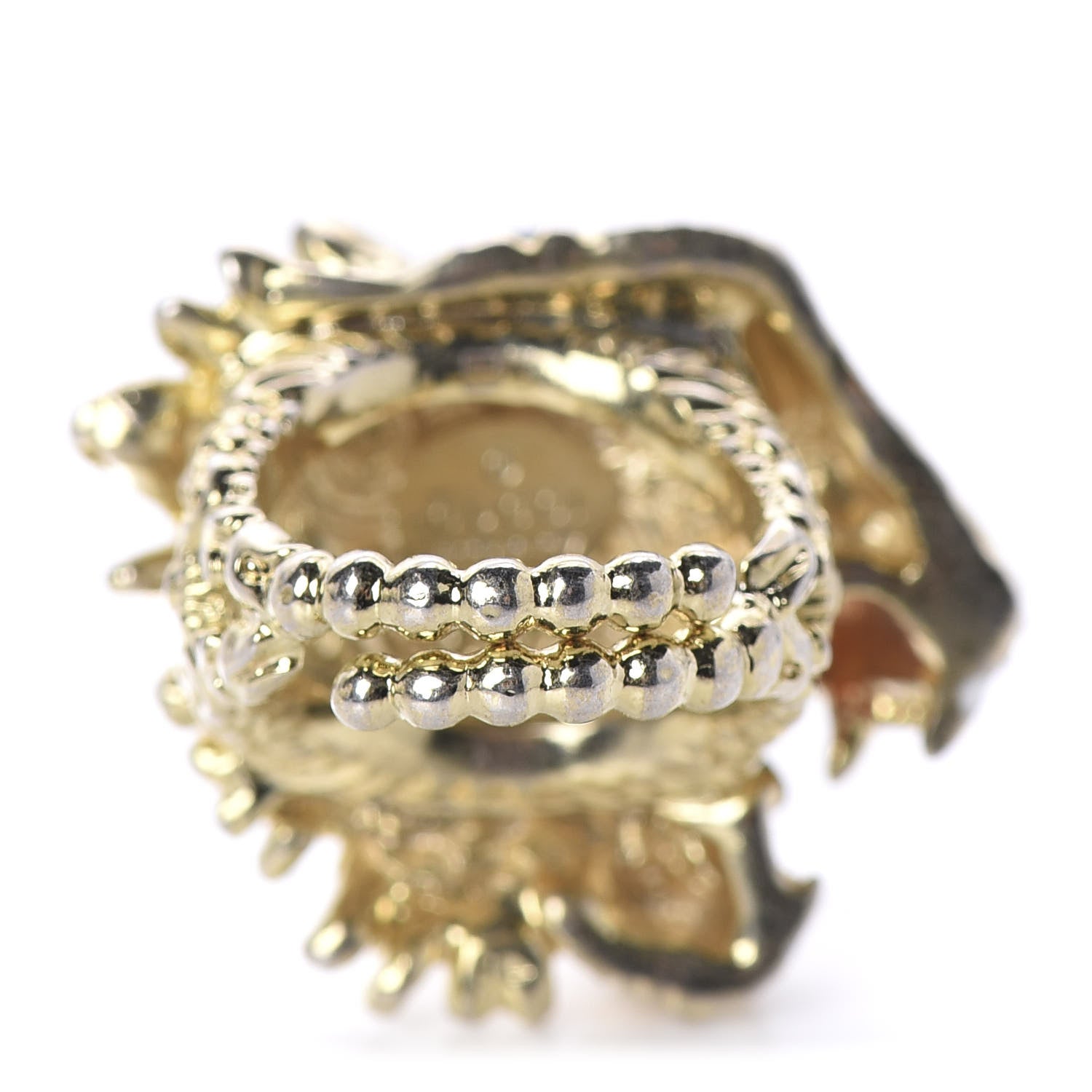 Gucci Metal Crystal Lion Head Ring XS Aged Gold Multicolor 3 of 4