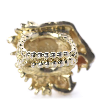 Gucci Metal Crystal Lion Head Ring XS Aged Gold Multicolor 3 of 4