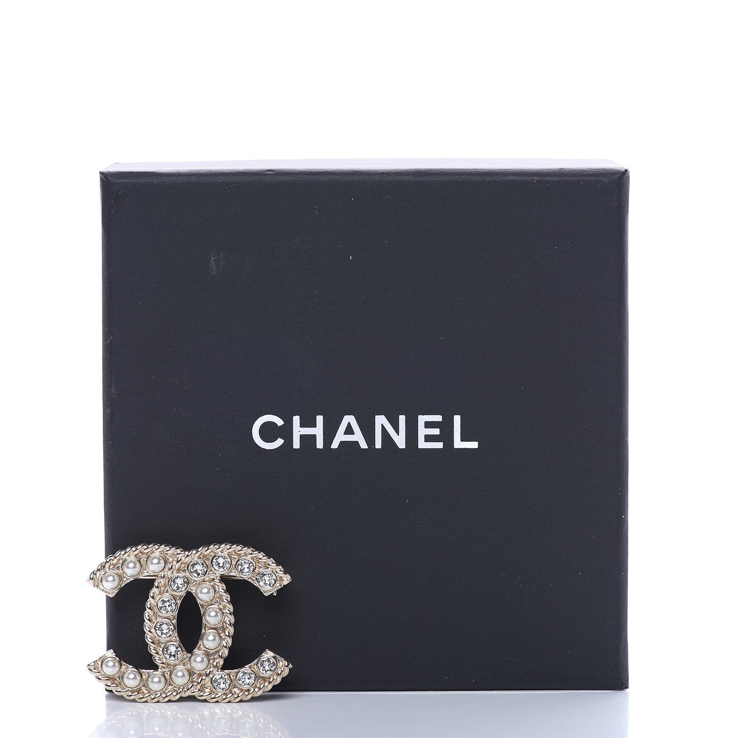 Pearl Crystal April In Paris CC Brooch Gold